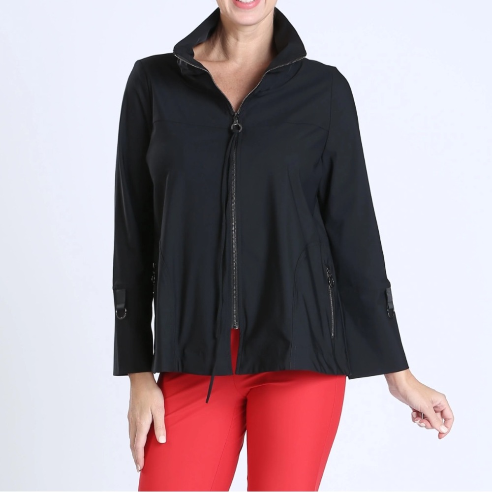 NWT IC collection Black Pleats Stand Collar jacket size M style# 3316J